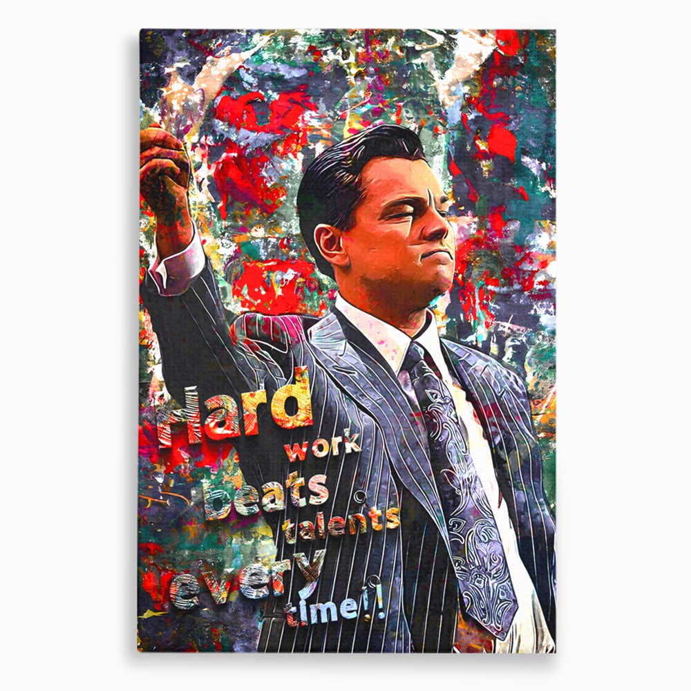 Tablou canvas cu tablou canvas cu leonardo dicaprio si mesaj motivational, fara rama, pe sasiu de lemn